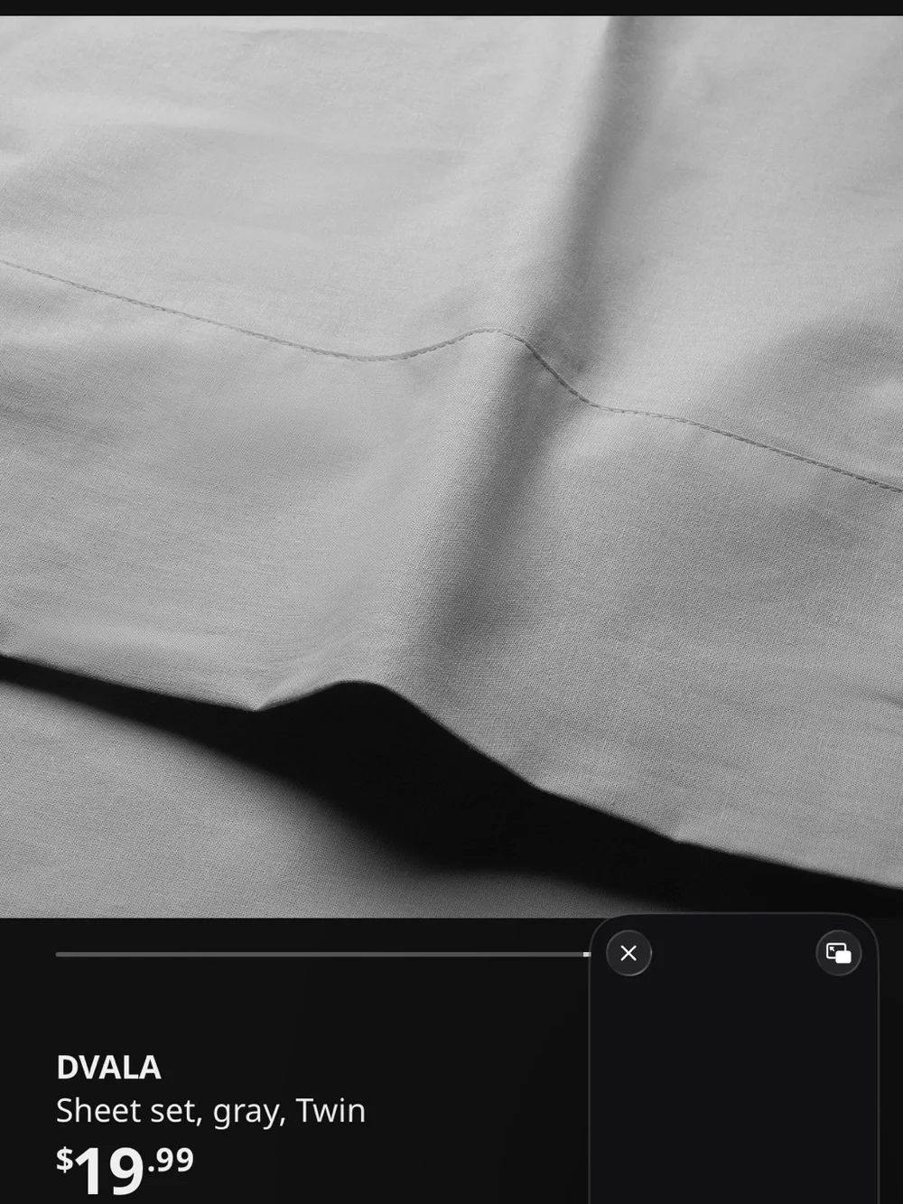 IKEA DVALA Gray Twin Sheet Set